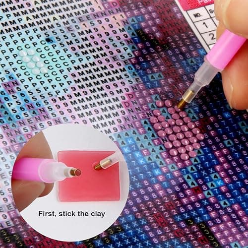 FEBSNOW 60Pcs Painting Glue Clay DIY Diamond Embroidery Wax Tool Set | Diamond Art Wax Pads, Red Color Putty, Wax Refills for Crafters, Diamond Art Painting Accessories and Tools thumbnail 5