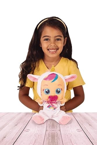 Cry Babies Dreamy the Unicorn 12” Baby Doll | Shimmery Removable Rainbow Pajamas For Girls and Kids 18 Months and Up , Pink thumbnail 2