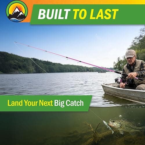 Fiberglass Fishing Pole - Strike Series 78-Inch Collapsible Rod and Spinning Reel Combo, EVA Handle, Pre-Spooled Reel, Fishing Gear for Catching Walleye, Bass, Trout, and More by Wakeman thumbnail 4