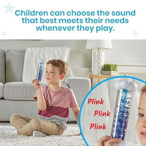 hand2mind Calming Sensory Tubes, Rain Sound Fidget Tubes, Rain Stick Instrument, Toddler Sensory Toys, Calm Down Corner Supplies, Science Classroom Weather Toys, Play Therapy Activities thumbnail 4