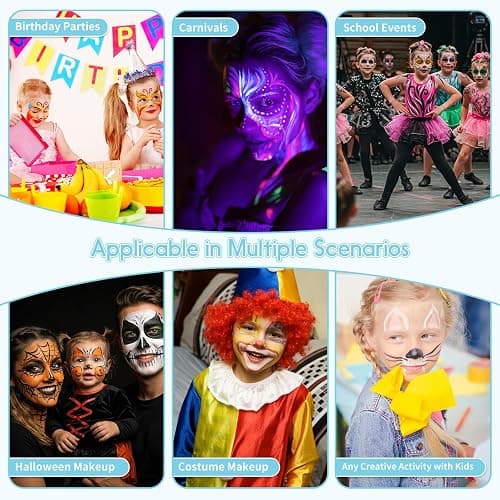 Pintada 42 Color Face Painting Kit for Kids - Non Toxic Water Activated Face Paint Palette With Stencils, Brush, Gems. For Carnival, Halloween, Costume Makeup and Any Creative Activity with Kids thumbnail 7