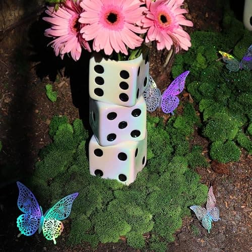 Reimagine Discovery Iridescent Triple Dice Vase, Maximalist Home Decor Ceramic Flower Vase, Iridescent Desk Accessories for Office, Bar Cart Or Vanity, Unique & Trendy Holographic Decor thumbnail 7