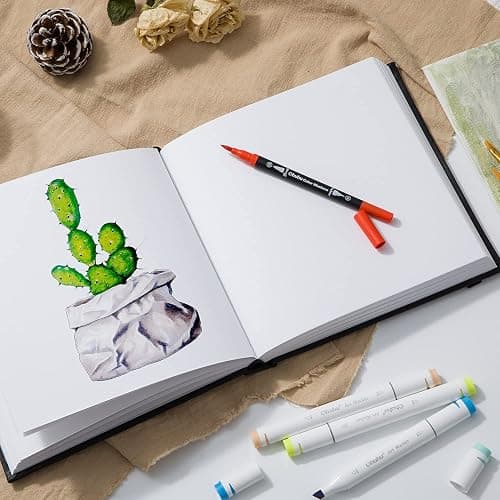 Mix Media Pad Ohuhu Square 8.3"x8.3" Mixed Media Art Sketchbook 120 LB/200 GSM Heavyweight Papers 78 Sheets/156 Pages PU Hardcover Mixed Media Paper Pad for Artist Drawing Book Sketching Pad thumbnail 5