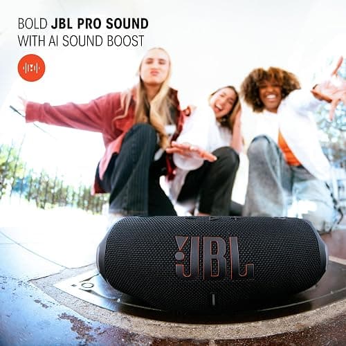 JBL Charge 6 - Portable Waterproof & Drop-Proof Bluetooth Speaker, Bold Pro Sound with AI Sound Boost, 28Hrs of Playtime, Built-in powerbank & Comes with a Sturdy/Removable Carrying Strap (Blue) thumbnail 4