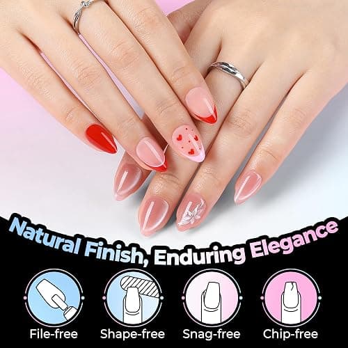 UNA GELLA Short Almond Nail Tips 15 Sizes 300PCS Pre-Etched Soft Gel Clear Nail Tips Easy DIY Salon Short Almond Press On Nails Snug Fit Acrylic Fake Tips Extensions Long-Lasting Hold thumbnail 6