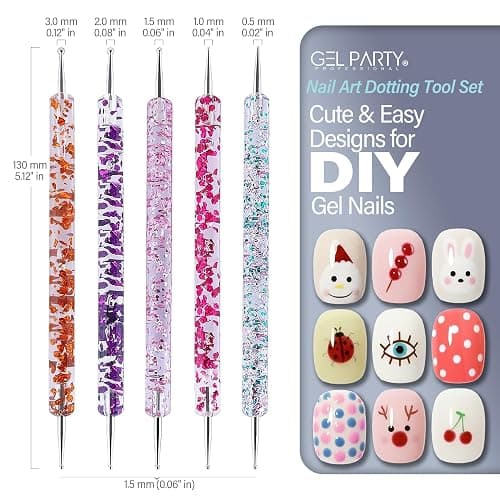 GELPARTY 32-Piece Nail Art Brush Set Professional Brushes for Acrylic, Gel, UV, Ombre, Dotting & 3D Designs | Drawing Pen For Gel Complete Kit for Salon & DIY Use thumbnail 3