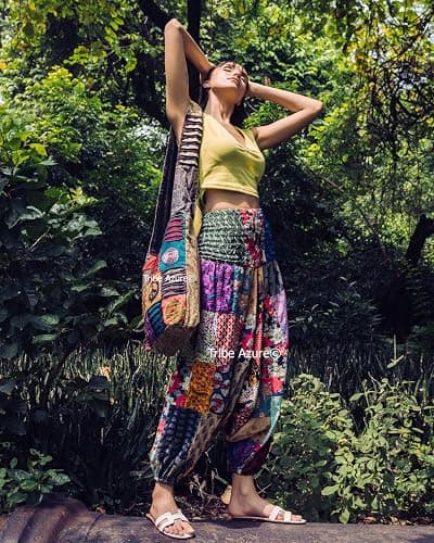 Tribe Azure 100% Cotton Harem Pants Colorful Summer Hippie Yoga Boho Casual Fashion Women thumbnail 8