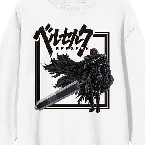 Bioworld Berserk Warrior Silhouette Adult White Crew Neck Long Sleeve Sweatshirt thumbnail 2