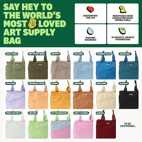 Soolla Studio Bag: Pottery Tool Bag & Craft Storage, Art Supply Organizer, Washable Tote, Knitting Yarn, Crochet Projects, 30 Pockets, 20+ Canvas Colors, Gift For Artists & Teachers (Aquamarine) thumbnail 9