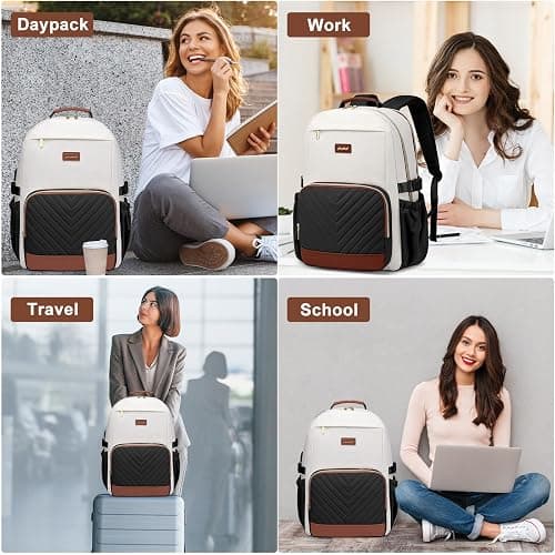 Laptop Backpack for Women Bookbag: 15.6 inch Work School Backpacks with Pouch Pocket for Large Capacity Cup & USB Charger College Book Bag Travel Business Nurse Teacher Bookbags Anti-theft Back Pack thumbnail 9