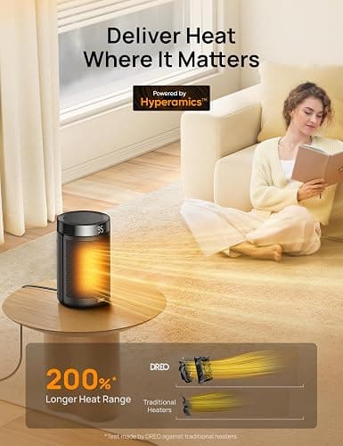 Dreo Space Heater, Portable Electric Heaters for Indoor Use with Thermostat, Digital Display, 1-12H Timer, Eco Mode and Fan Mode, 1500W PTC Ceramic Fast Safety Heat for Office Bedroom Home, Black thumbnail 4