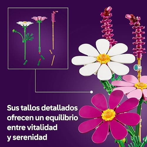 LEGO Botanicals Flores de Cosmos – Ramo de 3 Flores Artificiales de Colores y 2 Plantas Rabo de Gato – Decoración de la Habitación – Regalo de Cumpleaños para Niñas de 9+ Años – 11514 thumbnail 4