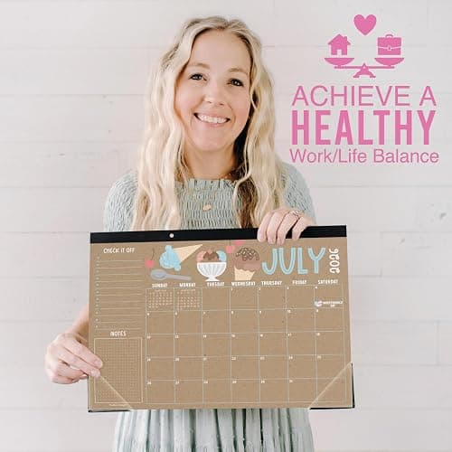Hadley Designs Large Desk Calendar 2026-2027 - Desktop Calendar 2026, 18 -Month Desk Calendars for Home, Office & Classroom, Cute Kraft Classroom Decor Teacher Must Haves, January 2026 to June 2027 thumbnail 5