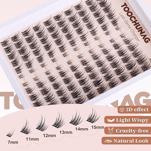 TOOCHUNAG Wispy Lash Clusters Natural Cluster Eyelash Extensions 3D Fairy Individual Lashes Clusters Eyelashes CD Curve Left&Right 7-15mm DIY Lash Extension at Home thumbnail 3