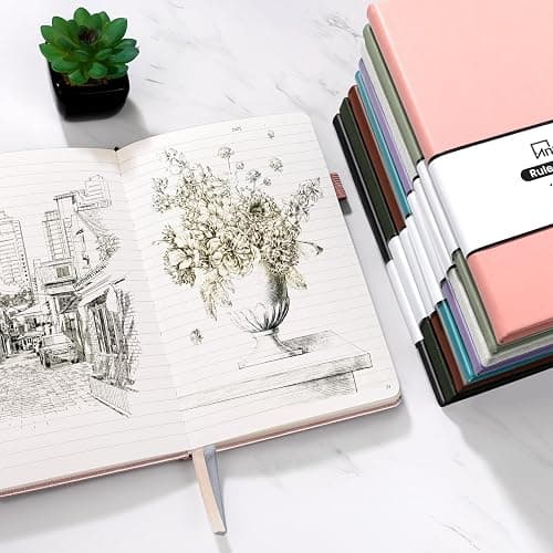 Annecy Lined Journal Notebook, Hardcover Leather Journal for Women & Men, 160 Numbered Pages, Medium 5.5" x 8.25", 100 GSM Thick Paper, Grey Green thumbnail 2