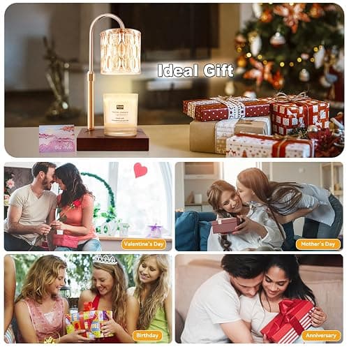 TOACSUCP Candle Warmer Lamp with 3 Bulbs, Adjustable Height Dimmable Candle Warmer with Timer, Compatible with Large Jar Candles, Candle Lamp with Charming Gift Box Ribbon for Her/Him(Walnut) thumbnail 5