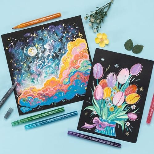 Ohuhu Glitter Markers Pen: 12 Glitter Colors Metallic Shimmer Marker Fine Tip Water-based Ink for Kids Adults DIY Crafts Greeting Birthday Cards Making Mugs Wood thumbnail 8