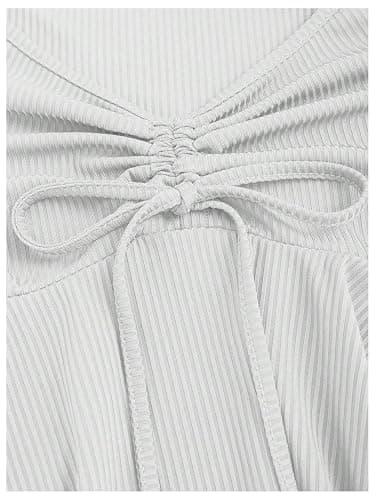 SOLY HUX Women's Long Sleeve Babydoll Tops Y2k Peplum Cute T Shirts | Tie Front, Sweetheart Neckline, Fall Outfit, Tees thumbnail 4