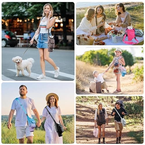 Carrier Bag with Phone&Flap Pockets for Stanley 40/30oz Tumbler with Handle, Insulated Neoprene Cup Holder Carrier Bag w/Shoulder & Handheld Strap Fits Stanley Cup Accessories thumbnail 7