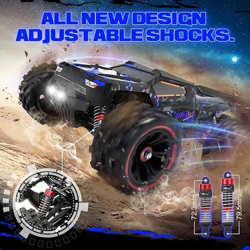 1:14 Scale RC Cars for Adults, 60KPH High Speed RC Truggy, 4X4 Off-Road Remote Control Truck, Waterproof Electric Car with 2S Battery, All Terrain RC Vehicle for Snow, Sand, Beach & Rocky Surfaces thumbnail 5