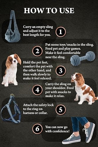 Noah & Paw Dog Sling Carrier for Small Dogs 5-18lb, Dog Sling for Small Dogs and Cats, Dog Carrier with Adjustable Padded Strap, Premium Twill, Lined with Fur, Double Safety Feature, Machine Washable thumbnail 6