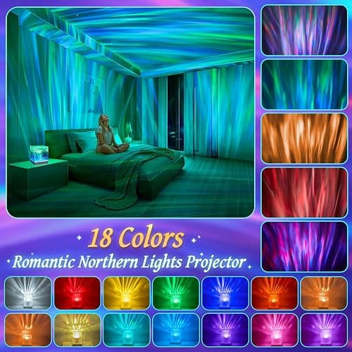Northern Lights Projector Valentines Day Gifts for Her/Him, 18-Color Sunset Lamp Galaxy Projector Aurora Light Projector for Bedroom,Mood Lighting Room Lights,Cute Stuff Game Room Decor for Teen Girls thumbnail 2