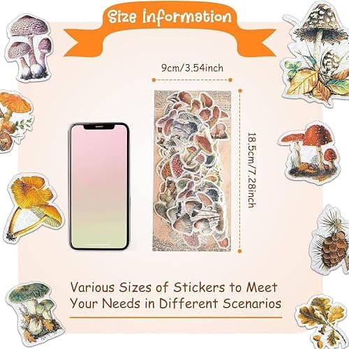 120 Pieces Mushroom Stickers Decals Mushroom Plants Theme Stickers Self Adhesive DIY Scrapbook Supplies for Laptop Water Bottles Skateboard Windows Refrigerator DIY Crafts Decoration, 2 Packs thumbnail 2