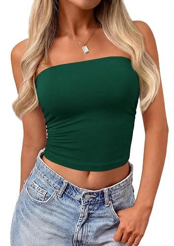 PRETTYGARDEN Women Tube Tops Strapless Going Out Crop Top 2026 Spring Fashion Y2K Summer Bandeau Shirt Beach Vacation Clothes - Image 1