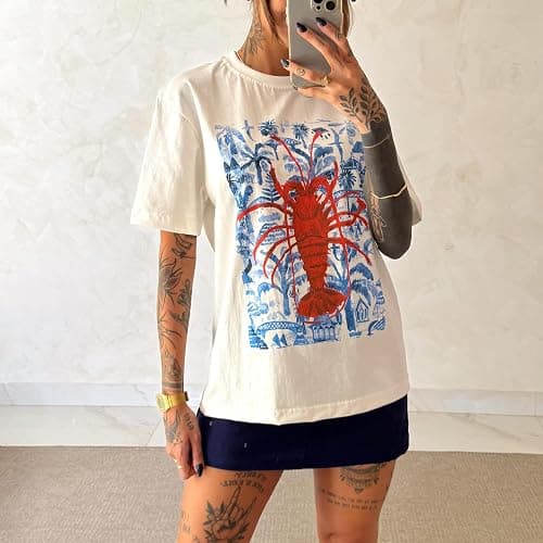 Y2k Oversized Graphic T Shirts Short Sleeve Crewneck Tees Baggy Tops thumbnail 4