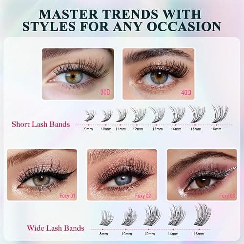 Lash Clusters Lash Clusters kit 536PCS Lashes 30D40D Lash Extension Kit Wispy Natural D Curl EyeLashes Clusters DIY At Home thumbnail 3