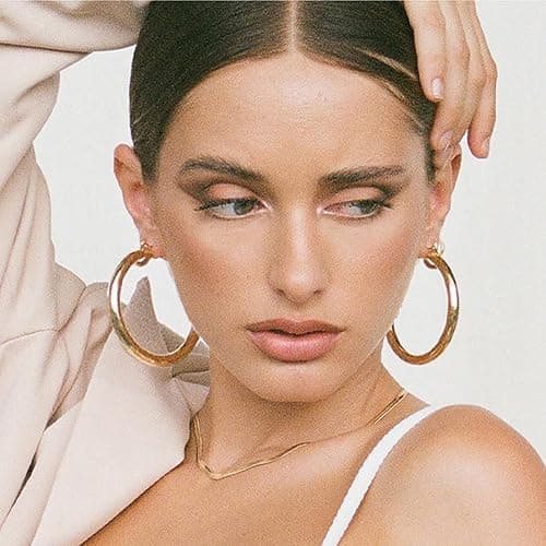 4mm Thick Gold Chunky Earrings Steling Silver Post Hoops Earrings For Women Hollow Tube Hoops Earrings Thick Gold Hoop Earrings Hypoallergenic Lightweight Gold Hoop Large Earrings 20/30/40/50/60MM thumbnail 7