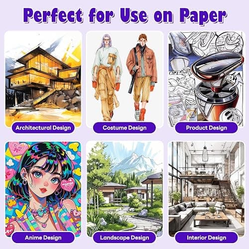 48 Colors Alcohol Markers Set, Dual Tips Blender Art Markers for Drawing Sketching Coloring Artist Pens and Underlining, Professional Permanent Sketch Markers for Kids Adult Coloring thumbnail 9