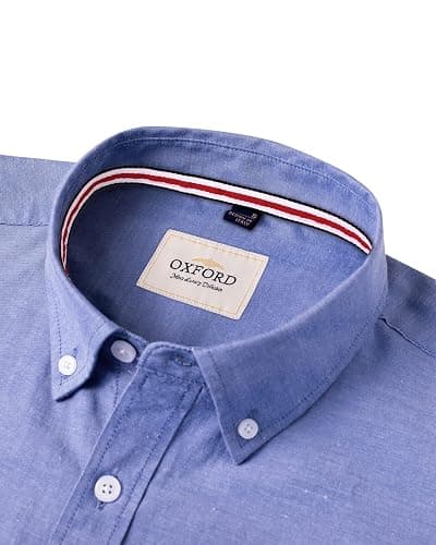 Alimens & Gentle Mens Solid Oxford Shirt Long Sleeve Dress Shirt Work Casual Button Down Shirts with Pocket thumbnail 4