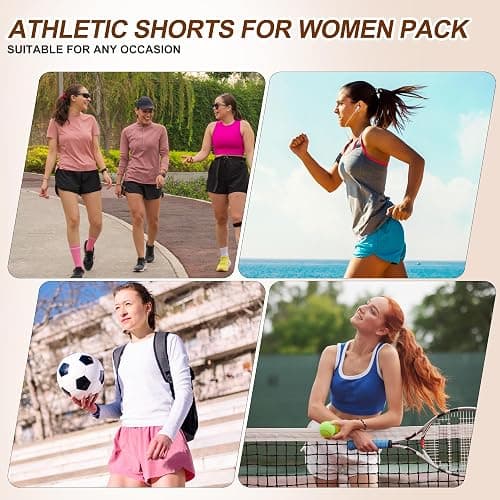 BALENNZ Women's Athletic Workout Shorts with Zipper Pockets Activewear Elastic Waist Gym Running Shorts thumbnail 4
