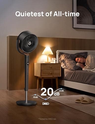 Dreo Fan for Bedroom, 120° Oscillating Standing Fans, Quiet Floor Fan with DC Motor, 100ft Pedestal Fans for Room, 9 Speeds, 4 modes, 20dB, 120° Manual Vertical, 37-42" Adjustable Height, 9H Timer thumbnail 10