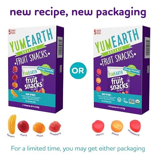 YumEarth Organic Assorted Flavor Fruit Snacks - Allergy Friendly (Top 9 Free), No Artificial Dyes or Flavors, Non GMO, Gluten Free, Vegan Candy Snacks - 0.7 Ounce (Pack of 5) (3.5 Ounce Box (Pack of 5), Fruit) thumbnail 3