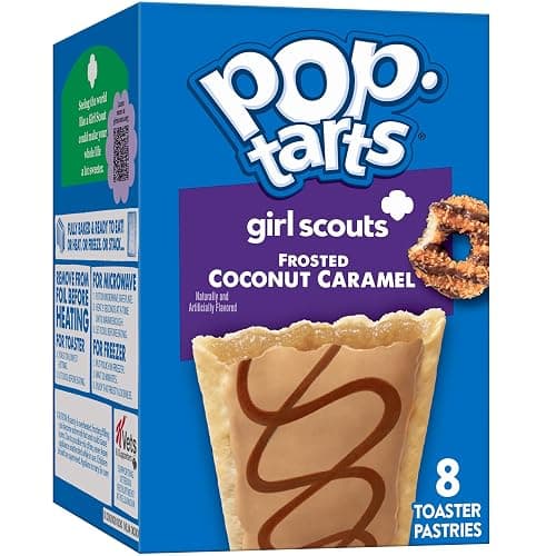 Pop-Tarts Girl Scout Toaster Pastries, Breakfast Foods, Kids Snacks, Frosted Coconut Caramel, 13.5oz Box (8 Pop-Tarts) - Image 1