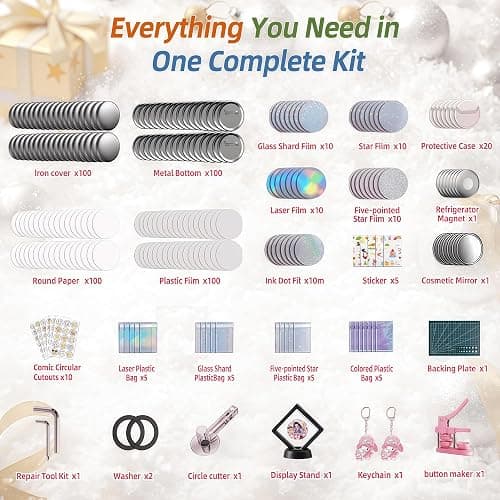 Freeingbag 58mm Button Maker Machine Kit, Installation-Free Button Pin Maker & Pin Maker Machine with 100 Sets Supplies, Circle Cutter & Bonus DIY Accessories for Badges, Crafts & School Projects thumbnail 5