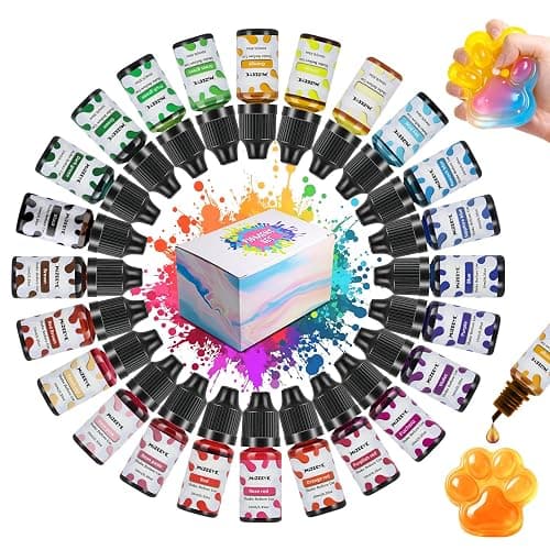 Silicone Pigment Set for Taba Squishy Maker & Silicone Mold, Ultimate 24 Colors Liquid Coloring Dye for Party, Group & Handicraft, Professional Squishy Making Paint Kit, 10 ml Each. - Image 1