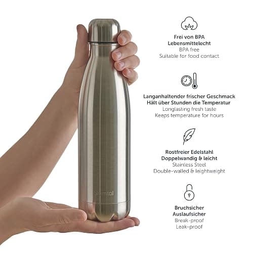 Blumtal® Bouteille isotherme Charles- Gourde 1l- Gourde inox 1l sans BPA froid&chaud- Contenant isotherme en métal- Bouteille d'eau- Contenant 1l- Gourde isotherme 1l- Noir thumbnail 6
