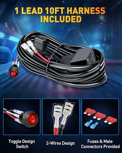NAOEVO 12 inch LED Light Bar, 300W 30000LM LED Offroad/Driving/Fog Lights LED Bar with Wiring Harness Kit, Spot Flood LED Work Lights for Truck UTV ATV Golf Cart Boat, 1 Pc (White) thumbnail 7