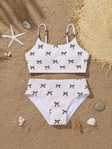 SEGT Girls Two Piece Swimsuit Bow Printed Bikini Set Adjustable Straps Swimwear High Waisted Bottom Bathing Suits thumbnail 6