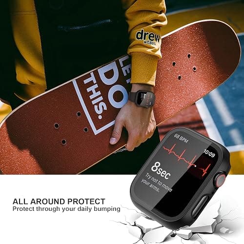 10 Pack Hard Case for Apple Watch Series 8 Series 7 45mm with Built-in Tempered Glass Screen Protector,JZK Thin HD Hard PC Bumper Full Coverage Bubble-Free Cover for iWatch 8/7 45mm Accessories thumbnail 4