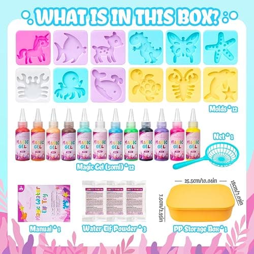 Eleanore's Diary Aqua Fairy Water Gel Kit, Magic Water Elf Toys for Kids | Rainy Days Art & Crafts for Boys Girls - Creative DIY Toys - 12 Gels & 12 Molds - Holiday Family Party Favors Birthday Gifts thumbnail 2