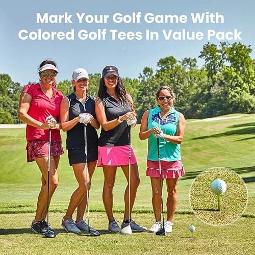 FINGER TEN Golf Tees Stylish Bamboo Wooden Coloured Painted Value 100 Pack, Durable 3 1/4 2 3/4 1 1/2 Inch Long Short Tee, Cool Style Purple Pink Green Enhanced Visibility for Men Women thumbnail 7