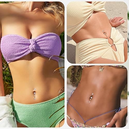 REVOLIA 14G G23 Pure Titanium Dangle Belly Button Ring for Women Teardrop Navel Ring Dangling CZ Belly Ring Internally Threaded Belly Button Piercing Jewelry 10MM thumbnail 6