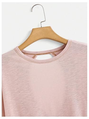 SOLY HUX Women Open Back Tops Workout Backless Tee Casual Athletic Shirts Short Sleeve Oversized Gym T Shirt thumbnail 4
