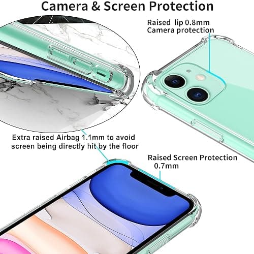 4youquality Case for iPhone 11 Case with [2-Pack Tempered Glass Screen Protectors], Advanced Airbag Drop Protection, Shockproof Transparent Clear Bumper Phone Cover, Anti-Scratch thumbnail 7