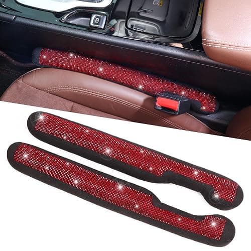 ToBeQueen Car Seat Gap Filler Red Bling Car Accessories for Women Universal Fit for Car Truck SUV, 2 Pack Handmade Crystal Rhinestone Diamond Bling Gap Filler(Red) - Image 1