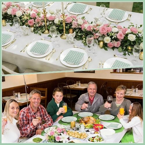 80 Pcs Sage Green Gingham Paper Napkins 6.5 Inch Green and White Paper Napkins Disposable Scalloped Napkin for Baby & Bridal Shower, Wedding, Birthday, Picnic, Easter Party thumbnail 7